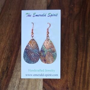 Flame Painted Multi Colored Earrings on Wire Hooks